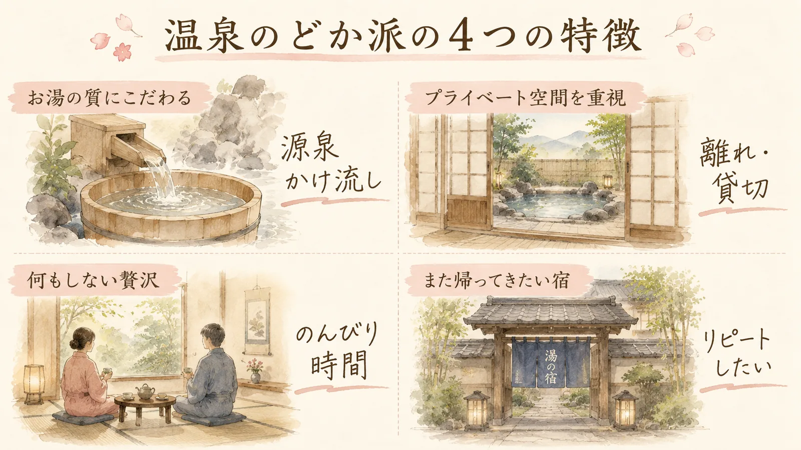 温泉のどか派の特徴