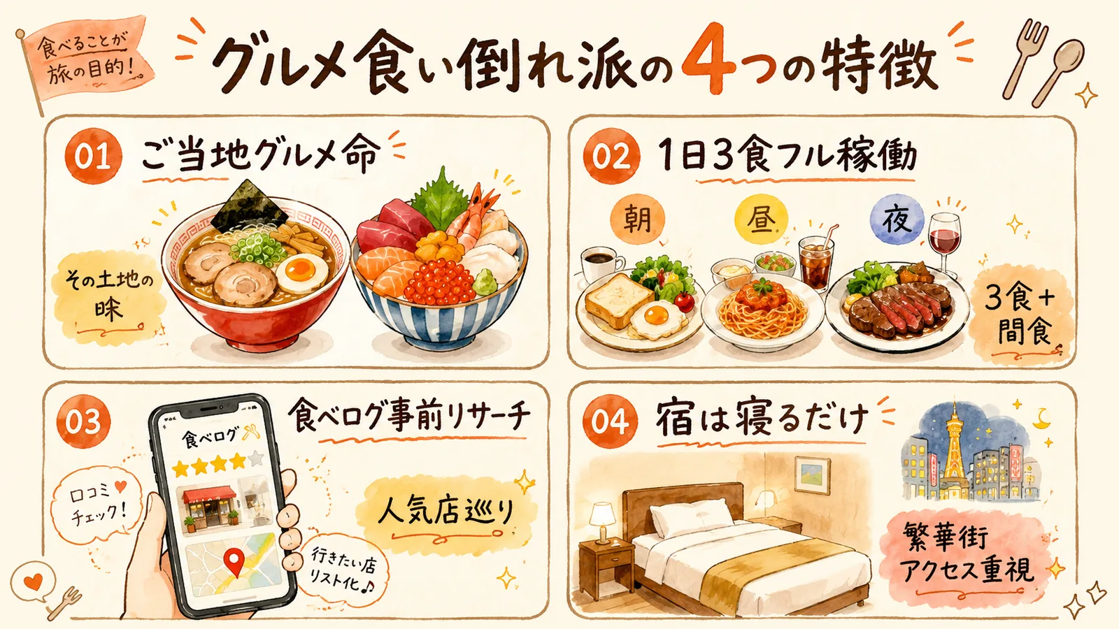 グルメ食い倒れ派の特徴